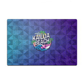 Пазл магнитный 126 элементов с принтом KAILUA BEACH в городе Новоалтайск, полимерный материал с магнитным слоем | 126 деталей, размер изделия —  180*270 мм | kailua | акула | закат | море | отдых | отпуск | пальмы | пляж