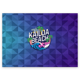 Поздравительная открытка с принтом KAILUA BEACH в городе Новоалтайск, 100% бумага | плотность бумаги 280 г/м2, матовая, на обратной стороне линовка и место для марки
 | kailua | акула | закат | море | отдых | отпуск | пальмы | пляж