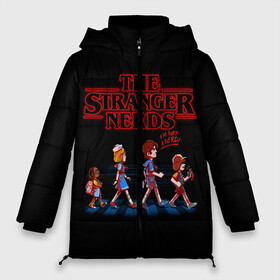 Женская зимняя куртка Oversize с принтом The Stranger Nerds в городе Новоалтайск, верх — 100% полиэстер; подкладка — 100% полиэстер; утеплитель — 100% полиэстер | длина ниже бедра, силуэт Оверсайз. Есть воротник-стойка, отстегивающийся капюшон и ветрозащитная планка. 

Боковые карманы с листочкой на кнопках и внутренний карман на молнии | demogorgon | dont | dustin | erica | friends | im | lie | nerd | nerds | netflix | not | robin | steve | stranger | the | things | ботаники | дастин | дела | демогоргон | друзья | лгут | не | очень | робин | стив | странные | эрика