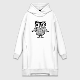 Платье-худи хлопок с принтом Сова в свитере в городе Новоалтайск,  |  | owl | owls | сова | совушка | совы | филин | фраза | юмор