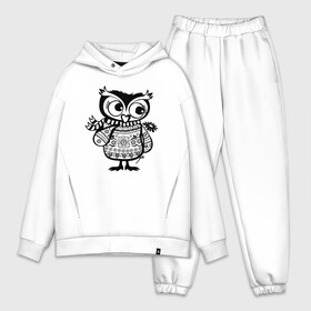 Мужской костюм хлопок OVERSIZE с принтом Сова с цветком в городе Новоалтайск,  |  | owl | owls | сова | совушка | совы | филин | фраза | юмор