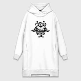 Платье-худи хлопок с принтом Сова в очках в городе Новоалтайск,  |  | owl | owls | сова | совушка | совы | филин | фраза | юмор