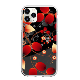 Чехол для iPhone 11 Pro Max матовый с принтом Ягодная роспись в городе Новоалтайск, Силикон |  | Тематика изображения на принте: городец | лиана | листья | народные | палех | роспись | этнические | ягоды