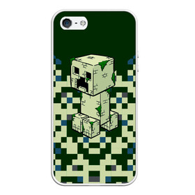 Чехол для iPhone 5/5S матовый с принтом Minecraft Крипер в городе Новоалтайск, Силикон | Область печати: задняя сторона чехла, без боковых панелей | Тематика изображения на принте: minecraft | блоки | виеоигры | зеленый человечек | инди игра | комуфляж | майнкрафт | пикселы