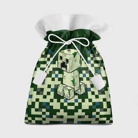 Подарочный 3D мешок с принтом Minecraft Крипер в городе Новоалтайск, 100% полиэстер | Размер: 29*39 см | minecraft | блоки | виеоигры | зеленый человечек | инди игра | комуфляж | майнкрафт | пикселы