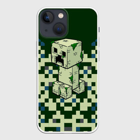 Чехол для iPhone 13 mini с принтом Minecraft Крипер в городе Новоалтайск,  |  | minecraft | блоки | виеоигры | зеленый человечек | инди игра | комуфляж | майнкрафт | пикселы