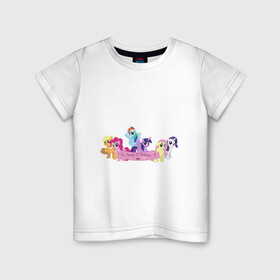 Детская футболка хлопок с принтом My Little Pony Happy Birthday в городе Новоалтайск, 100% хлопок | круглый вырез горловины, полуприлегающий силуэт, длина до линии бедер | applejack | friendship | mylittlepony | rainbow dash | twilight sparkle | waifu | вайфу | дружба это магия | друзья | кони | моя маленькая пони | мультфильм | пони | радуга | ренбоу деш | эплджек