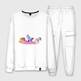 Мужской костюм хлопок с принтом My Little Pony Happy Birthday в городе Новоалтайск, 100% хлопок | на свитшоте круглая горловина, мягкая резинка по низу. Брюки заужены к низу, на них два вида карманов: два “обычных” по бокам и два объемных, с клапанами, расположенные ниже линии бедра. Брюки с мягкой трикотажной резинкой на поясе и по низу штанин. В поясе для дополнительного комфорта — широкие завязки | applejack | friendship | mylittlepony | rainbow dash | twilight sparkle | waifu | вайфу | дружба это магия | друзья | кони | моя маленькая пони | мультфильм | пони | радуга | ренбоу деш | эплджек