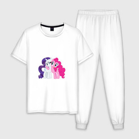 Мужская пижама хлопок с принтом My Little Pony Pinkie Pie And  в городе Новоалтайск, 100% хлопок | брюки и футболка прямого кроя, без карманов, на брюках мягкая резинка на поясе и по низу штанин
 | applejack | friendship | mylittlepony | rainbow dash | twilight sparkle | waifu | вайфу | дружба это магия | друзья | кони | моя маленькая пони | мультфильм | пони | радуга | ренбоу деш | эплджек