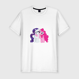 Мужская футболка хлопок Slim с принтом My Little Pony Pinkie Pie And  в городе Новоалтайск, 92% хлопок, 8% лайкра | приталенный силуэт, круглый вырез ворота, длина до линии бедра, короткий рукав | applejack | friendship | mylittlepony | rainbow dash | twilight sparkle | waifu | вайфу | дружба это магия | друзья | кони | моя маленькая пони | мультфильм | пони | радуга | ренбоу деш | эплджек
