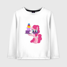 Детский лонгслив хлопок с принтом My Little Pony Pinkie Pie в городе Новоалтайск, 100% хлопок | круглый вырез горловины, полуприлегающий силуэт, длина до линии бедер | applejack | friendship | mylittlepony | rainbow dash | twilight sparkle | waifu | вайфу | дружба это магия | друзья | кони | моя маленькая пони | мультфильм | пони | радуга | ренбоу деш | эплджек