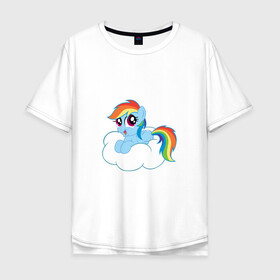 Мужская футболка хлопок Oversize с принтом My Little Pony Rainbow Dash в городе Новоалтайск, 100% хлопок | свободный крой, круглый ворот, “спинка” длиннее передней части | applejack | friendship | mylittlepony | rainbow dash | twilight sparkle | waifu | вайфу | дружба это магия | друзья | кони | моя маленькая пони | мультфильм | пони | радуга | ренбоу деш | эплджек