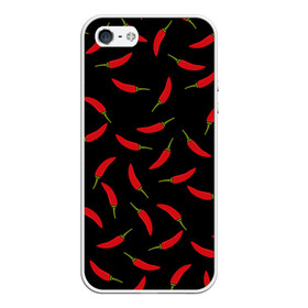 Чехол для iPhone 5/5S матовый с принтом Chili peppers в городе Новоалтайск, Силикон | Область печати: задняя сторона чехла, без боковых панелей | Тематика изображения на принте: chili peppers | горячий | еда | овощ | острый | перец чили | узор