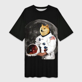 Платье-футболка 3D с принтом Доги Космонавт в городе Новоалтайск,  |  | doge | earth | mars | meme | moon | nasa | space | star | usa | америка | гагарин | доги | животные | звезда | земля | корги | космонавт | космос | луна | марс | мем | наса | планета | прикол | собака | сша | флаг