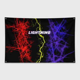 Флаг-баннер с принтом Lightning | Молния в городе Новоалтайск, 100% полиэстер | размер 67 х 109 см, плотность ткани — 95 г/м2; по краям флага есть четыре люверса для крепления | женская | краски | молния | молодёжь | мужская | надпись | неон | погода | свобода | тренд