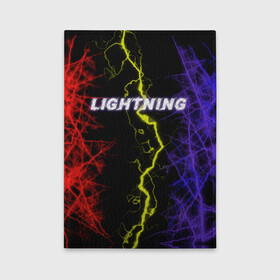 Обложка для автодокументов с принтом Lightning | Молния в городе Новоалтайск, натуральная кожа |  размер 19,9*13 см; внутри 4 больших “конверта” для документов и один маленький отдел — туда идеально встанут права | женская | краски | молния | молодёжь | мужская | надпись | неон | погода | свобода | тренд