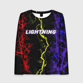Женский лонгслив 3D с принтом Lightning | Молния в городе Новоалтайск, 100% полиэстер | длинные рукава, круглый вырез горловины, полуприлегающий силуэт | женская | краски | молния | молодёжь | мужская | надпись | неон | погода | свобода | тренд