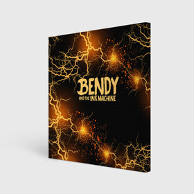 Холст квадратный с принтом BENDY LOGO  в городе Новоалтайск, 100% ПВХ |  | bendy | bendy and the ink machine | tegunvteg | бенди | бени | бенни | бэнди | детская | детям | игра | компьютерная игра | машина | молния | ужастик | чернила | чернильная