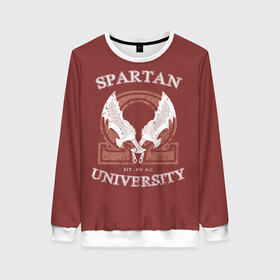 Женский свитшот 3D с принтом Spartan University в городе Новоалтайск, 100% полиэстер с мягким внутренним слоем | круглый вырез горловины, мягкая резинка на манжетах и поясе, свободная посадка по фигуре | gad of war | game | games | god of war | god of wor | spartan | бог войны | игра | игры | кратос | спартанец