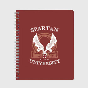 Тетрадь с принтом Spartan University в городе Новоалтайск, 100% бумага | 48 листов, плотность листов — 60 г/м2, плотность картонной обложки — 250 г/м2. Листы скреплены сбоку удобной пружинной спиралью. Уголки страниц и обложки скругленные. Цвет линий — светло-серый
 | gad of war | game | games | god of war | god of wor | spartan | бог войны | игра | игры | кратос | спартанец
