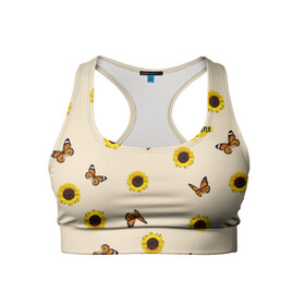Женский спортивный топ 3D с принтом Butterflies and sunflowers в городе Новоалтайск, 82% полиэстер, 18% спандекс Ткань безопасна для здоровья, позволяет коже дышать, не мнется и не растягивается |  | butterfly | summer | sunflower | бабочки | лето | насекомые | подсолнух | цветы