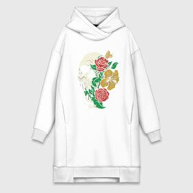 Платье-худи хлопок с принтом Floral Roses Skull в городе Новоалтайск,  |  | bones | cranium | flower | flowers | gothic | merch | rose | skeleton | skull merch | tattoo | букет | готика | кости | мерч | мистика | рисунок черепа | роза | розы | скелет | татуировка | ужасы | флора | цветы | чайные розы | череп | черепа с