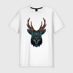 Мужская футболка хлопок Slim с принтом Mandala Moose в городе Новоалтайск, 92% хлопок, 8% лайкра | приталенный силуэт, круглый вырез ворота, длина до линии бедра, короткий рукав | Тематика изображения на принте: animal | animals | ethnic | hipster | horns | nature | russia | siberia | животные | карибу | лось | природа | рога | россия | сибирь | узор | узоры | хипстер | этника