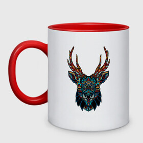 Кружка двухцветная с принтом Mandala Moose в городе Новоалтайск, керамика | объем — 330 мл, диаметр — 80 мм. Цветная ручка и кайма сверху, в некоторых цветах — вся внутренняя часть | Тематика изображения на принте: animal | animals | ethnic | hipster | horns | nature | russia | siberia | животные | карибу | лось | природа | рога | россия | сибирь | узор | узоры | хипстер | этника