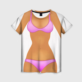 Женская футболка 3D с принтом Tanned body в городе Новоалтайск, 100% полиэфир ( синтетическое хлопкоподобное полотно) | прямой крой, круглый вырез горловины, длина до линии бедер | body | girl | perfect body | tan | tanned body | woman | womans body | девушка | женское тело | загар | идеальное тело | тело
