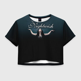 Женская футболка Crop-top 3D с принтом Nightwish with Tarja в городе Новоалтайск, 100% полиэстер | круглая горловина, длина футболки до линии талии, рукава с отворотами | nightwish | tarja | tarja turanen | turunen | найтвиш | тарья | тарья турунен | турунен