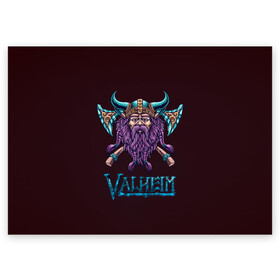 Поздравительная открытка с принтом Valheim Viking в городе Новоалтайск, 100% бумага | плотность бумаги 280 г/м2, матовая, на обратной стороне линовка и место для марки
 | fantasy | mmo | valheim | valve | валхейм | вальхейм | викинги | выживалка | игра | королевская битва | ммо | ролевая игра | фэнтази
