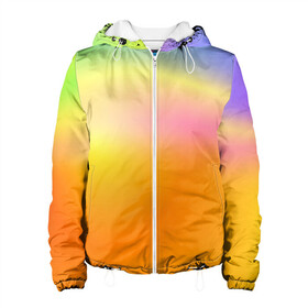 Женская куртка 3D с принтом Желтый градиент в городе Новоалтайск, ткань верха — 100% полиэстер, подклад — флис | прямой крой, подол и капюшон оформлены резинкой с фиксаторами, два кармана без застежек по бокам, один большой потайной карман на груди. Карман на груди застегивается на липучку | абстракция | градиент | перелив | плавность | свет | цвет
