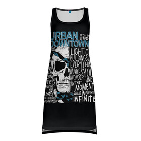 Платье-майка 3D с принтом URBAN Downtown в городе Новоалтайск, 100% полиэстер | полуприлегающий силуэт, широкие бретели, круглый вырез горловины, удлиненный подол сзади. | hell | skull | ад | скелет | ужасы | череп | черепушка