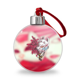 Ёлочный шар с принтом Японская маска лисы в городе Новоалтайск, Пластик | Диаметр: 77 мм | аниме | бубенчик | демон | лилия | лиса | маска | японская