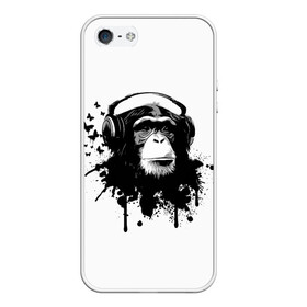 Чехол для iPhone 5/5S матовый с принтом Обезьяна Меломан в городе Новоалтайск, Силикон | Область печати: задняя сторона чехла, без боковых панелей | black | blot | butterflies | chimpanzee | gorilla | headphones | ink | lover | monkey | music | sheet | white | бабочки | белое | горилла | клякса | меломан | музыка | наушники | ноты | обезьяна | спокойствие | умиротворение | чернила | черное