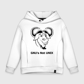 Детское худи Oversize хлопок с принтом GNU’s Not UNIX в городе Новоалтайск, френч-терри — 70% хлопок, 30% полиэстер. Мягкий теплый начес внутри —100% хлопок | боковые карманы, эластичные манжеты и нижняя кромка, капюшон на магнитной кнопке | gnu | linux | not unix | programming | гну | линукс | программист | сисадмин | системный администратор