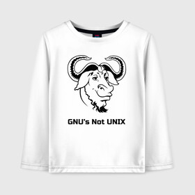 Детский лонгслив хлопок с принтом GNU’s Not UNIX в городе Новоалтайск, 100% хлопок | круглый вырез горловины, полуприлегающий силуэт, длина до линии бедер | gnu | linux | not unix | programming | гну | линукс | программист | сисадмин | системный администратор