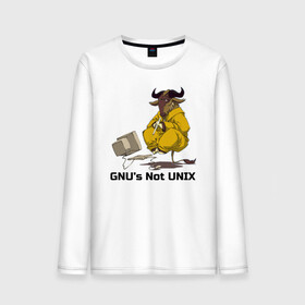 Мужской лонгслив хлопок с принтом GNU’s Not UNIX в городе Новоалтайск, 100% хлопок |  | gnu | linux | not unix | programming | гну | линукс | программист | сисадмин | системный администратор