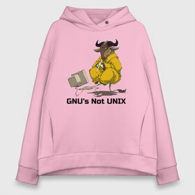 Женское худи Oversize хлопок с принтом GNU’s Not UNIX в городе Новоалтайск, френч-терри — 70% хлопок, 30% полиэстер. Мягкий теплый начес внутри —100% хлопок | боковые карманы, эластичные манжеты и нижняя кромка, капюшон на магнитной кнопке | gnu | linux | not unix | programming | гну | линукс | программист | сисадмин | системный администратор