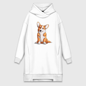 Платье-худи хлопок с принтом Милый корги в городе Новоалтайск,  |  | corgi | корги | малыш | милашка | милый | очаровашка | пес | песик | собака | собачка
