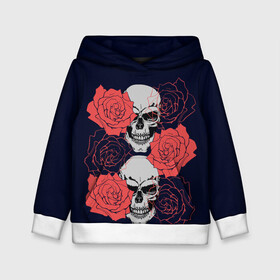 Детская толстовка 3D с принтом Rose Skull в городе Новоалтайск, 100% полиэстер | двухслойный капюшон со шнурком для регулировки, мягкие манжеты на рукавах и по низу толстовки, спереди карман-кенгуру с мягким внутренним слоем | flowers | роза | розы | скелет | цветы | череп | черепа