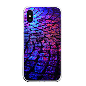 Чехол для iPhone XS Max матовый с принтом Мокрый асфальт в городе Новоалтайск, Силикон | Область печати: задняя сторона чехла, без боковых панелей | Тематика изображения на принте: асфальт | дождь. | мокрый асфальт | неон | неоновый асфальт