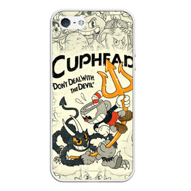 Чехол для iPhone 5/5S матовый с принтом Cuphead and Devil в городе Новоалтайск, Силикон | Область печати: задняя сторона чехла, без боковых панелей | cuphead | devil | dont deal with the devil | все персонажи | дьявол | игры | капхед | чашеголовый | черт