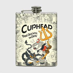 Фляга с принтом Cuphead and Devil в городе Новоалтайск, металлический корпус | емкость 0,22 л, размер 125 х 94 мм. Виниловая наклейка запечатывается полностью | cuphead | devil | dont deal with the devil | все персонажи | дьявол | игры | капхед | чашеголовый | черт