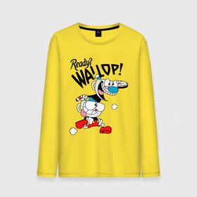 Мужской лонгслив хлопок с принтом Ready? Wallop! Cuphead в городе Новоалтайск, 100% хлопок |  | cuphead | cuphead and mugman | mugman | ready | wallop | игры | капхед | чашеголовый