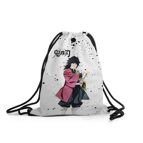 Рюкзак-мешок 3D с принтом Гию Томиока Kimetsu no Yaiba в городе Новоалтайск, 100% полиэстер | плотность ткани — 200 г/м2, размер — 35 х 45 см; лямки — толстые шнурки, застежка на шнуровке, без карманов и подкладки | demon slayer | kamado | kimetsu no yaiba | nezuko | tanjiro | аниме | гию томиока | зеницу агацума | иноске хашибира | камадо | клинок | корзинная девочка | манга | музан кибуцуджи | незуко | рассекающий демонов | танджиро