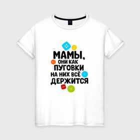 Женская футболка хлопок с принтом На мамах все держится в городе Новоалтайск, 100% хлопок | прямой крой, круглый вырез горловины, длина до линии бедер, слегка спущенное плечо | бабушка | брат | дедушка | дочь | любовь | мама | папа | семья | сестра | сын