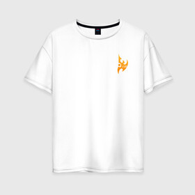 Женская футболка хлопок Oversize с принтом Protoss logo mini Orange в городе Новоалтайск, 100% хлопок | свободный крой, круглый ворот, спущенный рукав, длина до линии бедер
 | protoss | zealot | архонт | войд рей | дисраптор | зилот | зонд | колосс | протосc | сталкер | тамплиеры