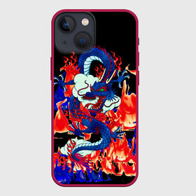 Чехол для iPhone 13 mini с принтом Огненный Дракон в городе Новоалтайск,  |  | akatsuki | beast | dragon | fire | акацуки | дракон | животные | зверь | змей | когти | облако | огонь | узор | чб | японский