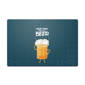 Пазл магнитный 126 элементов с принтом Great Ideas start with a BEER в городе Новоалтайск, полимерный материал с магнитным слоем | 126 деталей, размер изделия —  180*270 мм | beer | ideas | идеи | минимализм